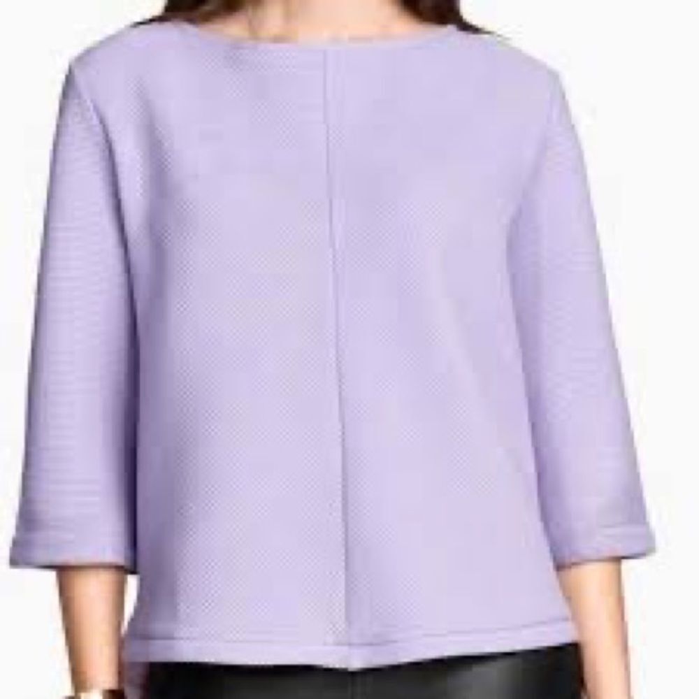 H&M Boatneck 3/4 Sleeve Lavender Blouse Split Side Size Medium